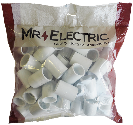 OGATIN 20MM PVC Conduit Couplings, White, Pre-Pack of 50