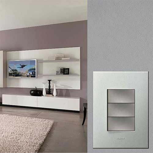 Legrand Arteor 3 Lever Switch - Soft Aluminium