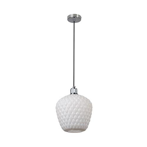 Oslo Pendant Chrome With White Glass 315Mm