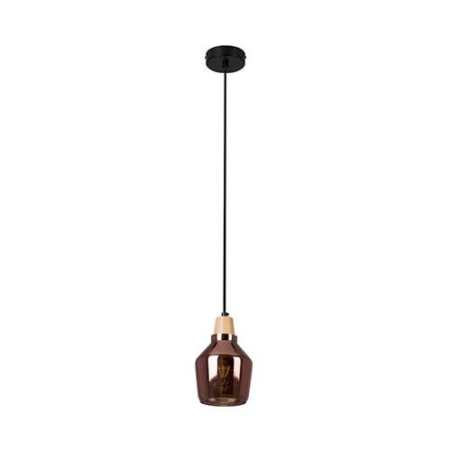 Tallinn Pendant Black - Wood & Glass
