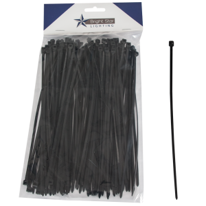 Brightstar Black Cable Ties - 100 Pieces (3.5mm x 190mm)
