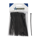 Brightstar Black Cable Ties - 100 Pieces, 3mm x 120mm