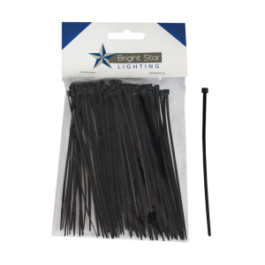 Brightstar Black Cable Ties - 100 Pieces, 3mm x 120mm