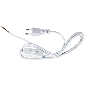Brightstar 1.8m 2-Core White Cable with On/Off Switch and 2-Prong Plug