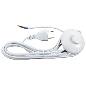 Brightstar 2 Core White Cable with On/Off Foot Switch and 2 Prong Plug (3.5m)