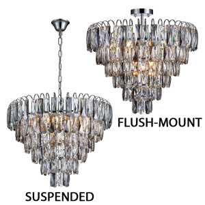 Brightstar PEN027 Polished Chrome and Crystal Dual Mount Pendant Light
