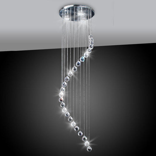 Chrome Pendant With Hanging Crystals