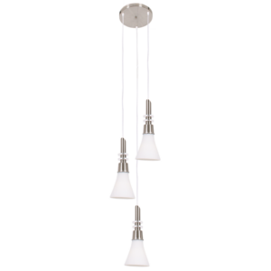 Brightstar PEN076/3 Satin Chrome 3-Light Pendant with White Glass