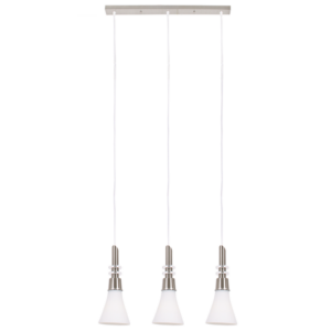 Brightstar PEN077/3 Satin Chrome 3-Light Pendant with White Glass