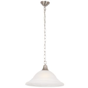 Brightstar PEN097 Satin Chrome Pendant Light with Alabaster Glass