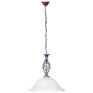 Brightstar PEN1031 Satin Chrome Pendant Light with Alabaster Glass - 400mm Wide