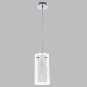 Brightstar PEN163 White Polished Chrome Pendant with Clear Patterned Outer Glass