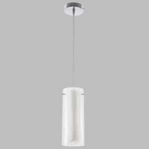 Brightstar PEN164 White Polished Chrome Pendant with Patterned Outer Glass