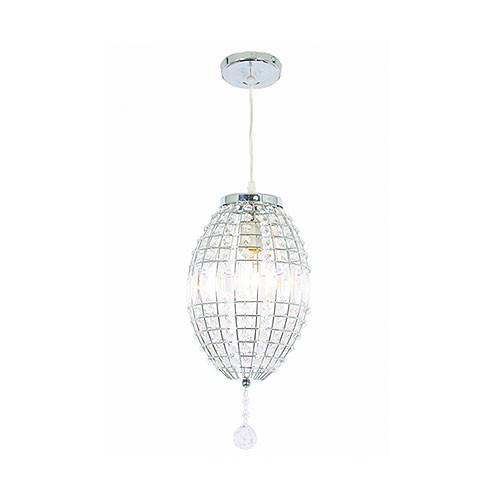 Oval Chrome Pendant With Clear Acrylic Crystals