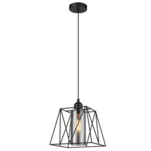 Brightstar PEN201 Black Metal Pendant with Smoke Inner Glass