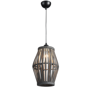 Brightstar PEN219 Metal and Rattan Pendant Light - 230mm Wide, Natural Design