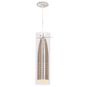 Brightstar PEN2298/1 Satin Chrome Cord Pendant with Clear Glass