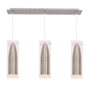 Brightstar Elegant Satin Chrome Bar Cord Pendant Light with Clear Glass