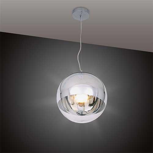 Polished Chrome And Glass Pendant