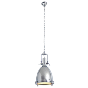 Brightstar PEN263 Chrome Polished Steel and Glass Pendant Light - 350mm Wide