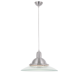 Brightstar PEN270/1 Aluminium and Clear Glass Single Pendant Light