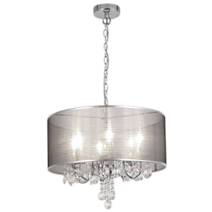 Brightstar PEN281/6 Polished Chrome Pendant Light with Transparent Silver Shade and Crystals