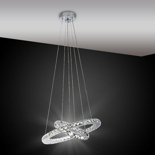 Stainless Steel Led Pendant With Crystals