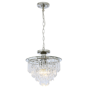 Brightstar PEN334/1 Polished Chrome Pendant with Clear Acrylic Crystals
