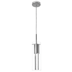 Brightstar PEN376/1 Crystal Polished Chrome Pendant Light with Clear Glass