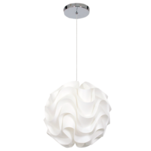 Brightstar PEN420/1 White Polypropylene Pendant Light with Polished Chrome Finish