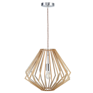 Brightstar Stylish Polished Chrome and Wood Pendant Light