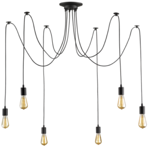 Brightstar PEN452/6 Black Metal Cord Pendant with Six 60W ES Bulbs