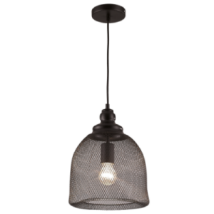 Brightstar PEN526/1 Black Metal Pendant Light, 1 x 60W ES, 250mm Width