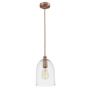 Brightstar PEN534 Red Bronze Cord Pendant with Clear Glass