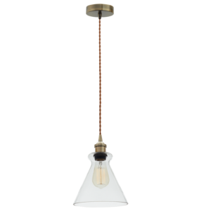 Brightstar PEN536 Clear Antique Bronze Cord Pendant with Glass