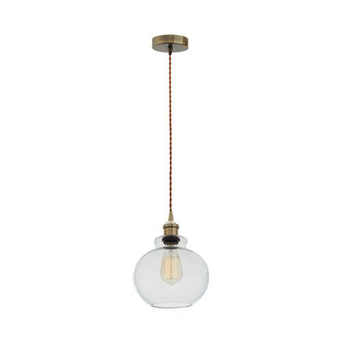 Antique Bronze Cord Pendant With Clear Glass