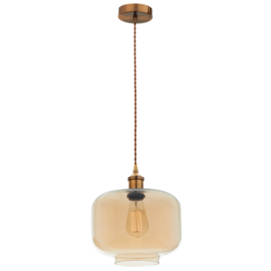 Brightstar PEN538 Amber Glass and Brown Bronze Cord Pendant Light