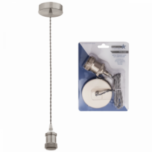 Brightstar PEN543 Matt Nickel Cord Pendant with 60W ES Bulb Holder