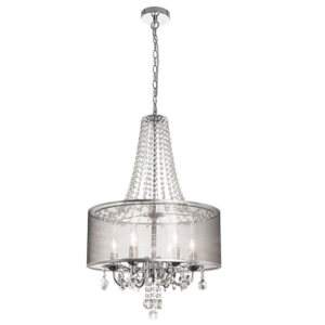 Brightstar PEN549 Crystal Polished Chrome Pendant Light with Transparent Silver Shade