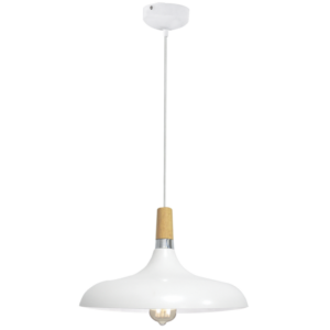 Brightstar PEN555 White Metal and Wood Pendant Light