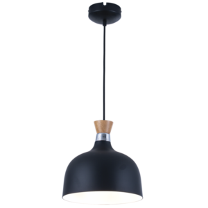 Brightstar PEN559 Black Metal and Wood Single Pendant Light