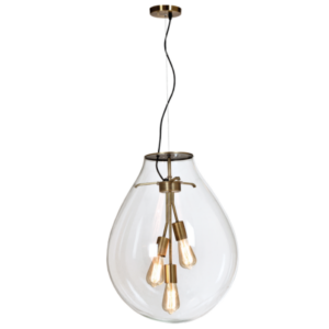 Brightstar PEN571/3 Matt Brass 3-Light Pendant with Clear Glass