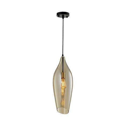 Black Metal Pendant With Cognac Colour Glass