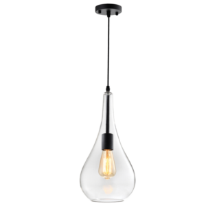 Brightstar PEN573/1 Black Metal Pendant with Clear Glass