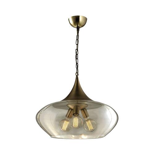 Metal Pendant With Cognac Colour Glass