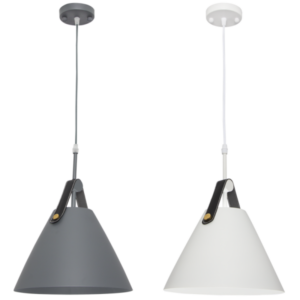 Brightstar PEN606 Metal Pendant with Leather Strap (Grey/White)