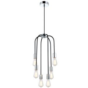 Brightstar PEN621/6 Polished Chrome and Black Six-Light Pendant