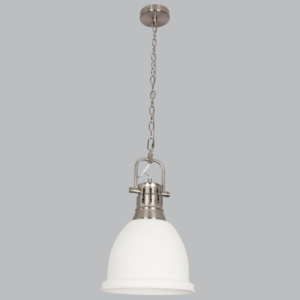 Brightstar PEN640 Satin Chrome Metal Pendant Light with Sand White Cover