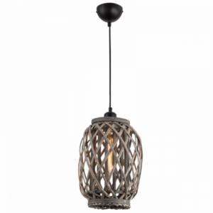 Brightstar PEN641 RATTAN Metal and Rattan Cord Pendant Light - Natural Finish