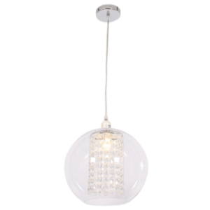 Brightstar PEN679/1 Chrome Pendant Light with Clear Acrylic and Crystals